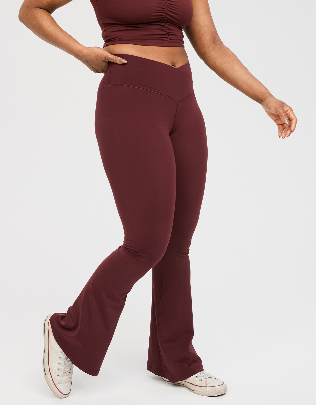 Shop OFFLINE By Aerie Real Me High Waisted Crossover Flare Legging online