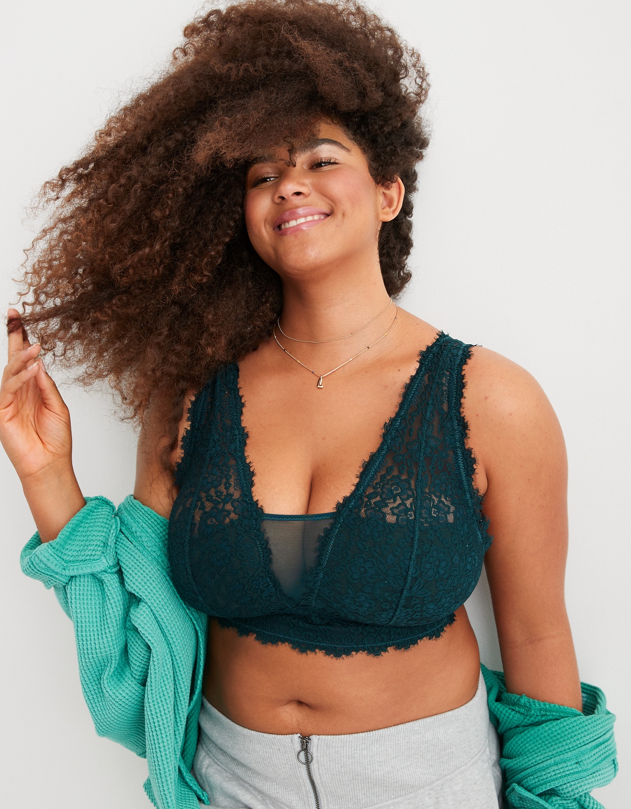 Aerie Eyelash Lace Plunge Bralette