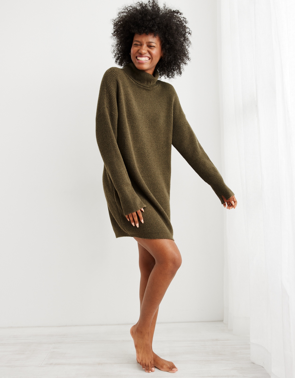 Aerie CozyUp Waffle Sweater Dress