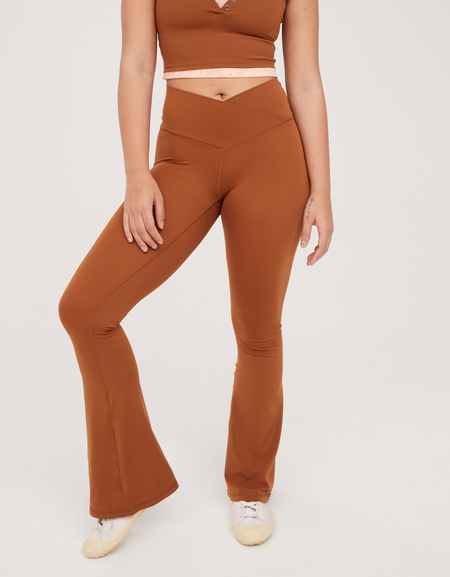 Aerie Offline Real Me High Waisted Crossover Flare Leggings Tan - $20 (66%  Off Retail) - From Kalei